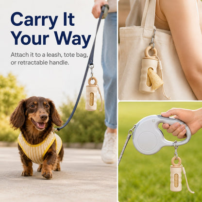 Ortekor Clip-On Dog Poop Bag Dispenser for Daily Walks - Compact Leash Waste Bag Holder That Keeps Bags Ready
