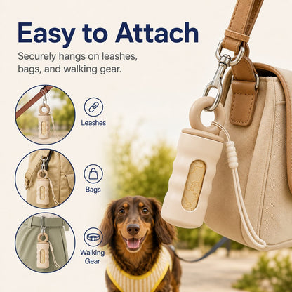 Ortekor Clip-On Dog Poop Bag Dispenser for Daily Walks - Compact Leash Waste Bag Holder That Keeps Bags Ready