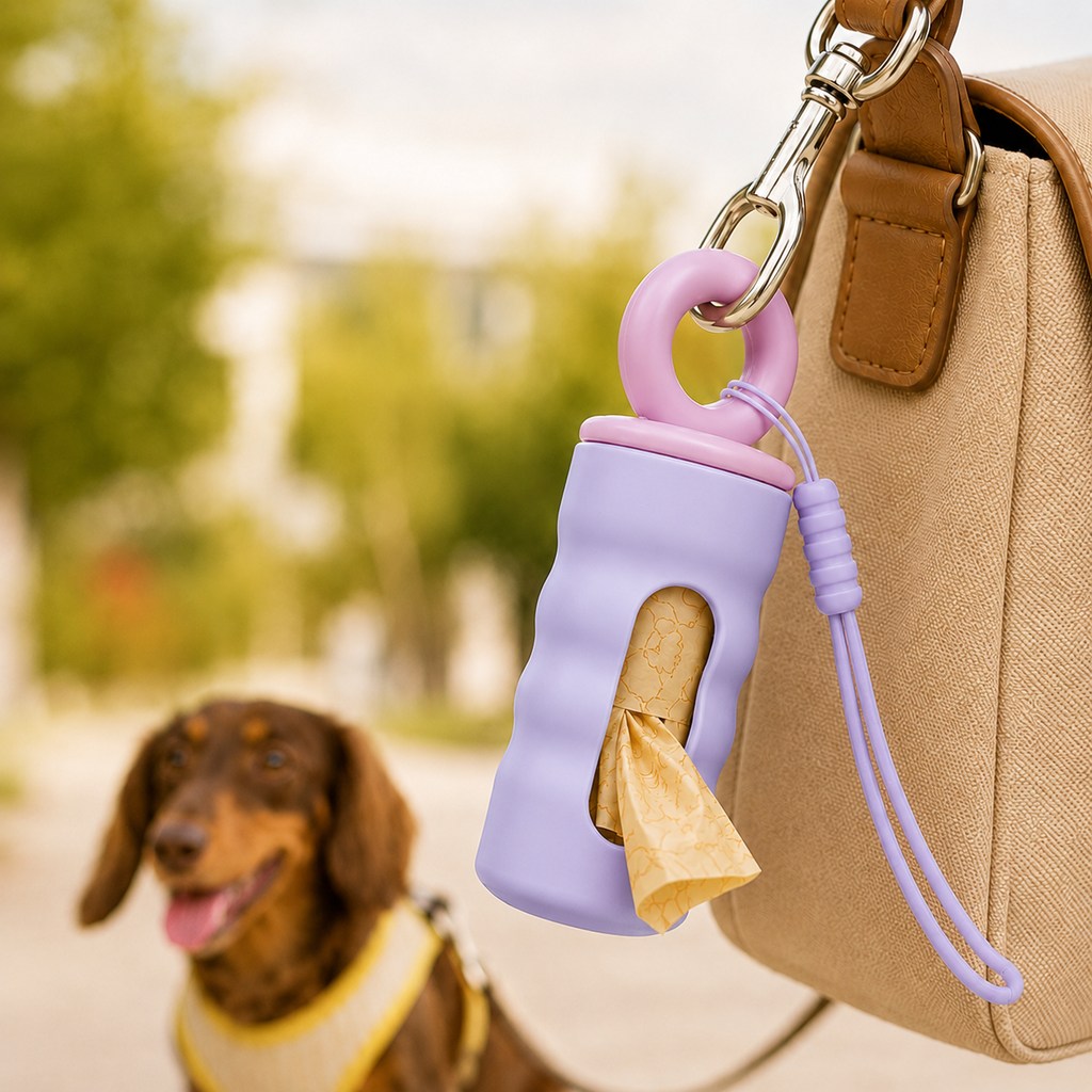 Ortekor Clip-On Dog Poop Bag Dispenser for Daily Walks - Compact Leash Waste Bag Holder That Keeps Bags Ready