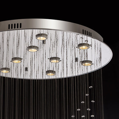 Spiral Crystal Raindrop Chandelier with Three Cascading Tiers for High Ceilings