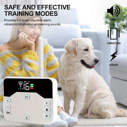 Wireless Dog Fence & Training Collar 2-in-1 System - Rechargeable Pet Containment with Adjustable Boundary up to 984 Feet - Waterproof