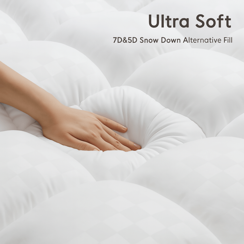 Memory Foam Mattress Pad with Temperature-Regulating Gel Layer for Back Support & Cool Sleep