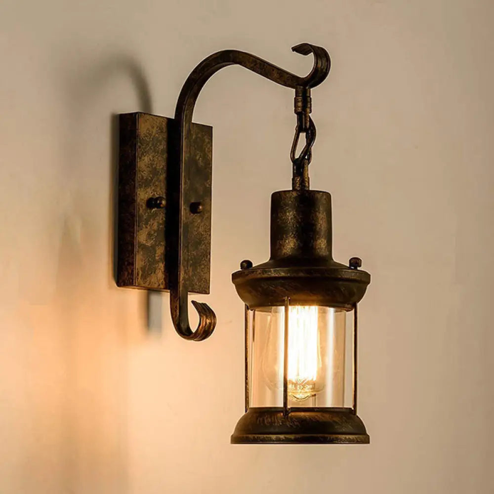 Industrial Metal Wall Sconce with Clear Glass Shade for Kitchen, Hallway & Bathroom – Bronze or Black Finish