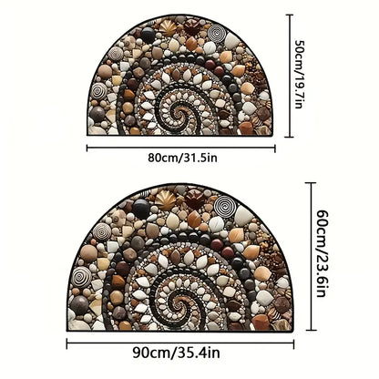 Coastal Spiral™ – Ocean-Inspired Pebble & Seashell Mat
