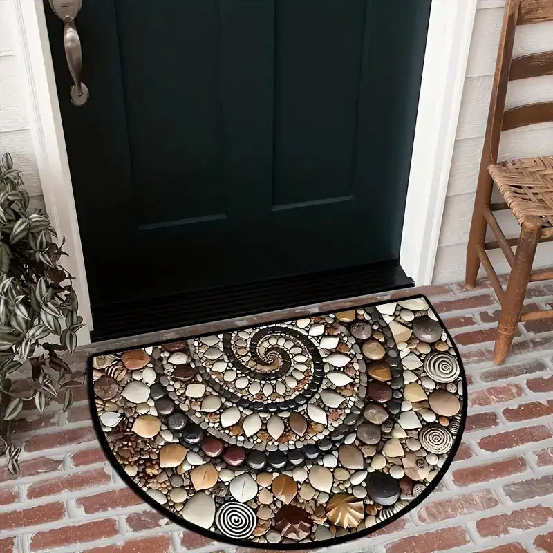 Coastal Spiral™ – Ocean-Inspired Pebble & Seashell Mat