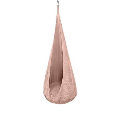 Pod Chair for Kids Pink Corduroy Cocoon Seat 62 in Hanging Bedroom Swing Indoor Therapy Hammock Playroom Retreat Calm Corner Sensory Space