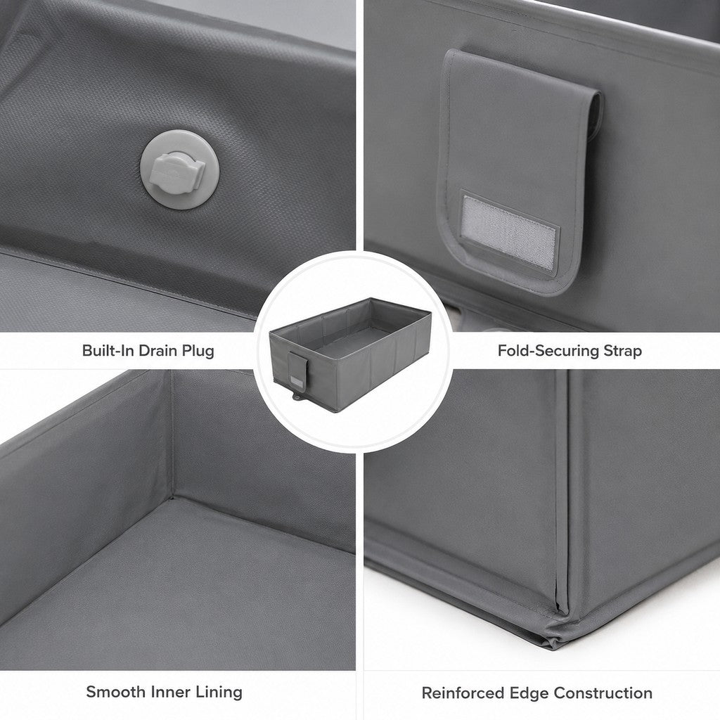 Ortekor Collapsible Pet Bathtub with Drain Plug for Cats & Small Dogs - Easy At-Home Baths, Folds Flat for Storage