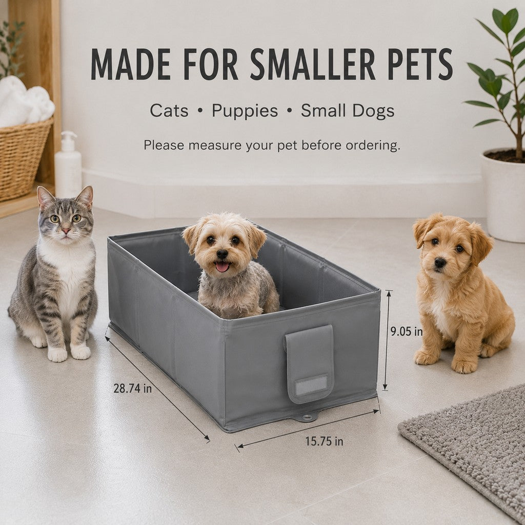 Ortekor Collapsible Pet Bathtub with Drain Plug for Cats & Small Dogs - Easy At-Home Baths, Folds Flat for Storage