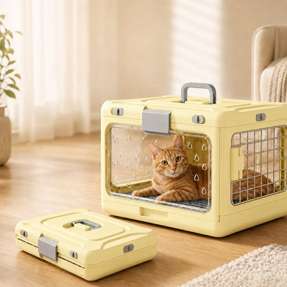 Ortekor Collapsible Pet Travel Carrier for Vet Visits & Road Trips - Fold-Flat Hard Crate That Saves Space