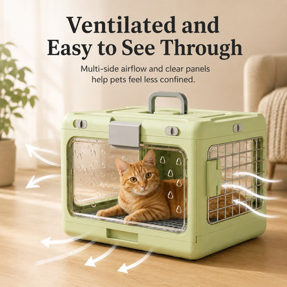 Ortekor Collapsible Pet Travel Carrier for Vet Visits & Road Trips - Fold-Flat Hard Crate That Saves Space