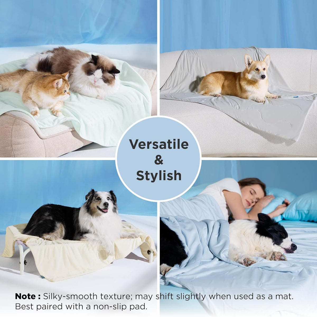 Cozy Paws | Manta refrescante para perros grandes con relleno de núcleo de aire transpirable | Alfombrilla ligera y lavable para perros para mayor comodidad en verano