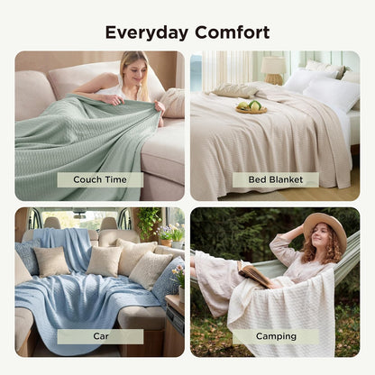 Confort acogedor | Manta de rayón de bambú refrescante para personas calurosas | Manta de verano ligera y transpirable para cama y sofá