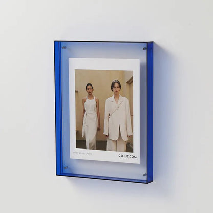 Clear Orange Acrylic Picture Frame 10×8 Inch Wall Mount Tabletop Display Stand for Photos Prints Art Modern Home Decor Living Room Office Be