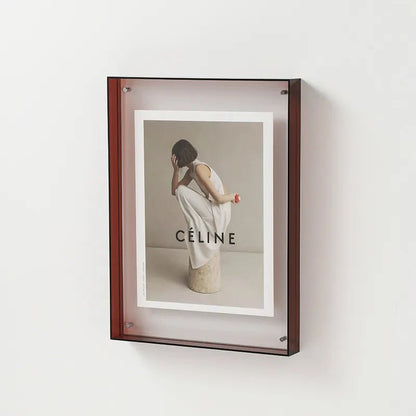 Clear Orange Acrylic Picture Frame 10×8 Inch Wall Mount Tabletop Display Stand for Photos Prints Art Modern Home Decor Living Room Office Be