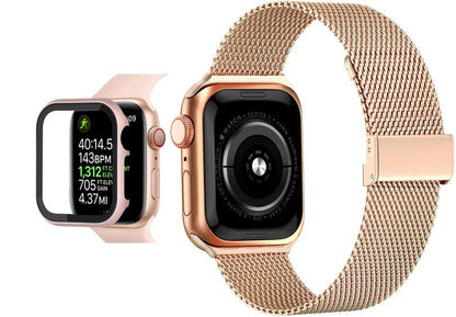 Reinforced Metal Armor Shell with Built-In Hardened Glass Display Shield for 40mm & 44mm Series 4/5/6, 38mm & 42mm Series 1/2/3