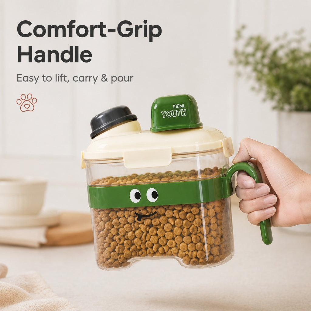 Ortekor Sealed Pet Food Storage Container with Scoop for Cats & Dogs - Easy, Mess-Free Daily Feeding