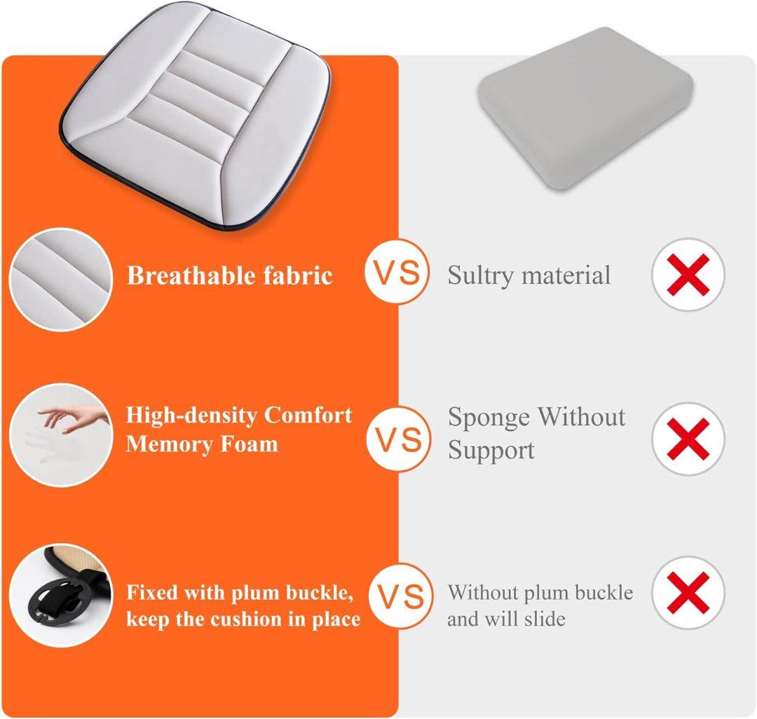 Gel-Infused Memory Foam Seat Cushion for Car Driver Support Relief Black Gray