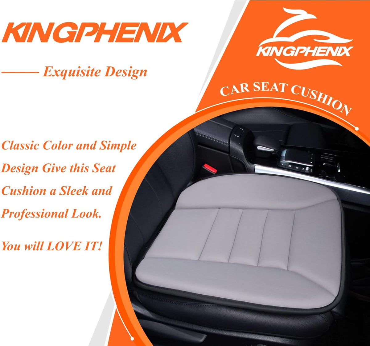 Gel-Infused Memory Foam Seat Cushion for Car Driver Support Relief Black Gray