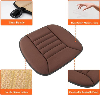 Gel-Infused Memory Foam Seat Cushion for Car Driver Support Relief Black Gray