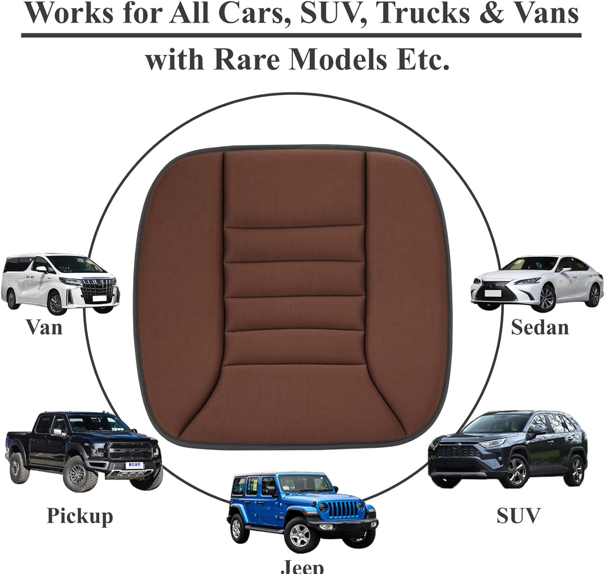 Gel-Infused Memory Foam Seat Cushion for Car Driver Support Relief Black Gray