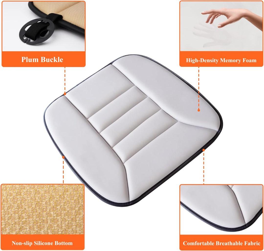Gel-Infused Memory Foam Seat Cushion for Car Driver Support Relief Black Gray