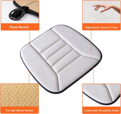 Gel-Infused Memory Foam Seat Cushion for Car Driver Support Relief Black Gray