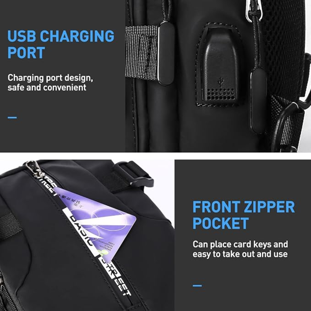Lightweight Nylon Sling Bag Shoulder Pack for Hiking Travel Cycling Daily Outings Crossbody Chest Carry Organized Storage Multiple Pockets