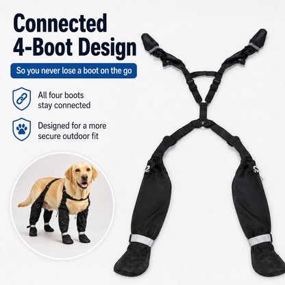 Ortekor 4-in-1 Connected Dog Boots for Rainy Walks - Water-Resistant Paw & Leg Protection for Mud & Dirt