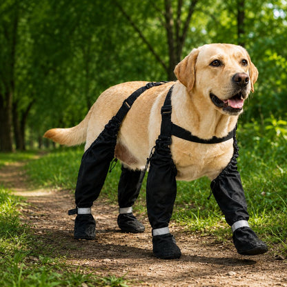 Ortekor 4-in-1 Connected Dog Boots for Rainy Walks - Water-Resistant Paw & Leg Protection for Mud & Dirt