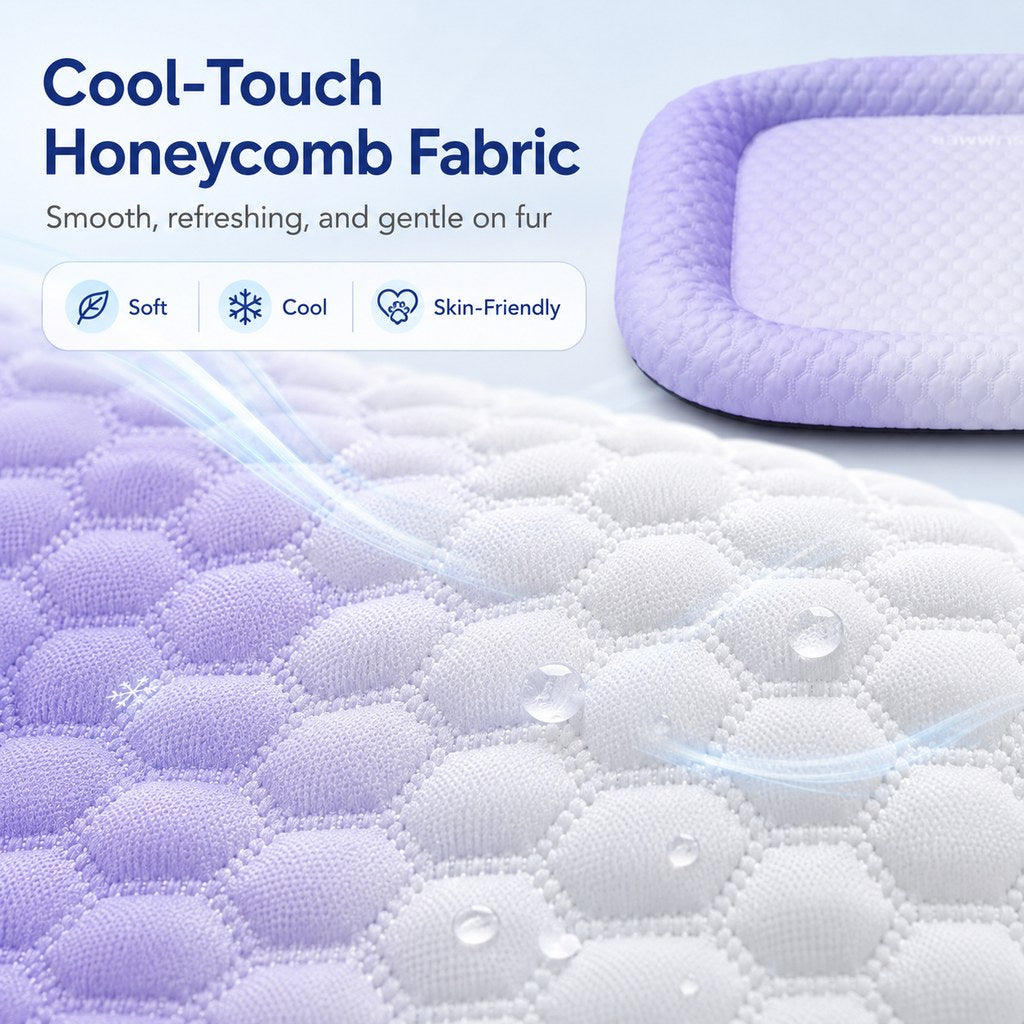 Ortekor Cool-Touch Gradient Pet Cooling Bed for Summer Naps - Breathable Bolster Rest Mat for Cats & Small Dogs