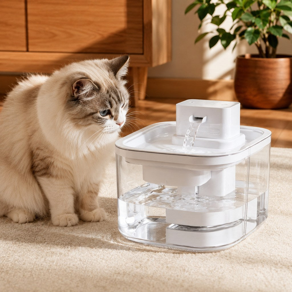 Ortekor Cordless Motion Sensor Cat Water Fountain for Any Room - 3.1L Fresh Water Without Cords