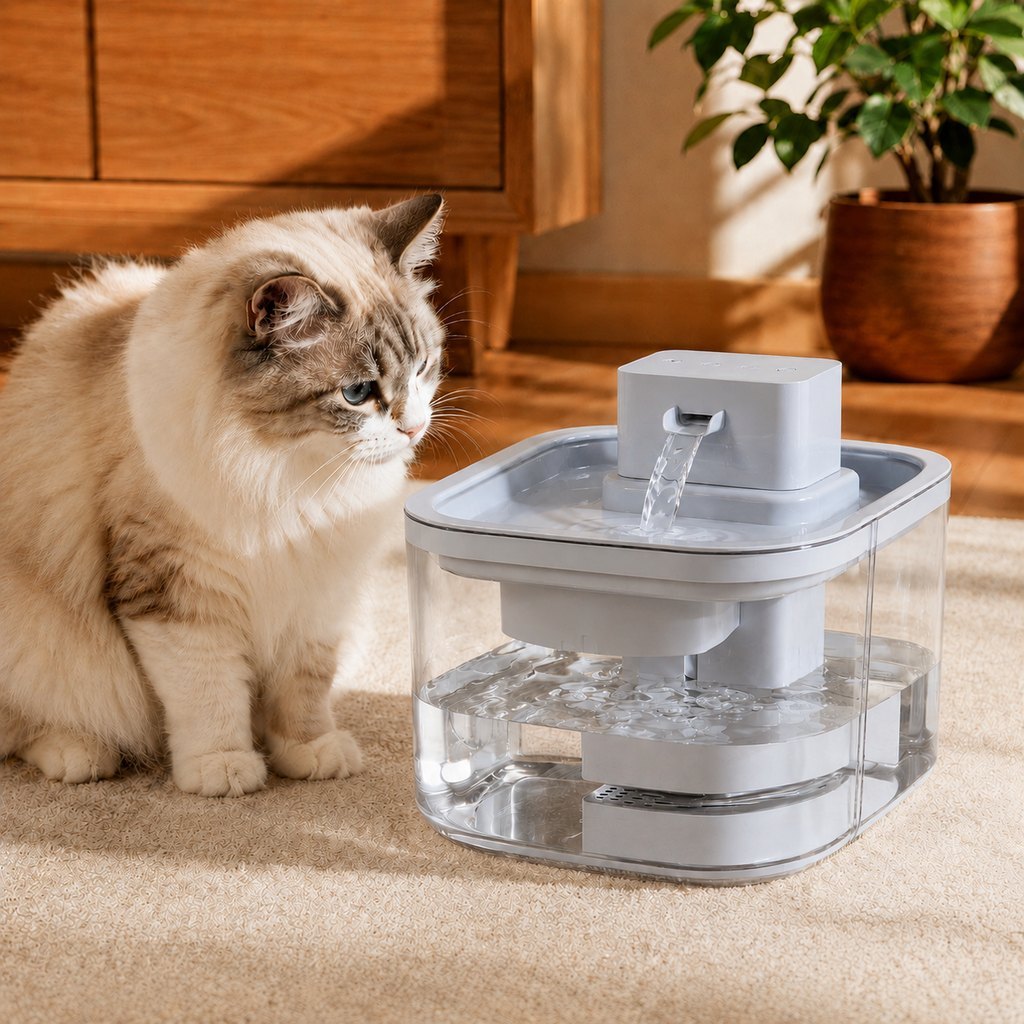 Ortekor Cordless Motion Sensor Cat Water Fountain for Any Room - 3.1L Fresh Water Without Cords