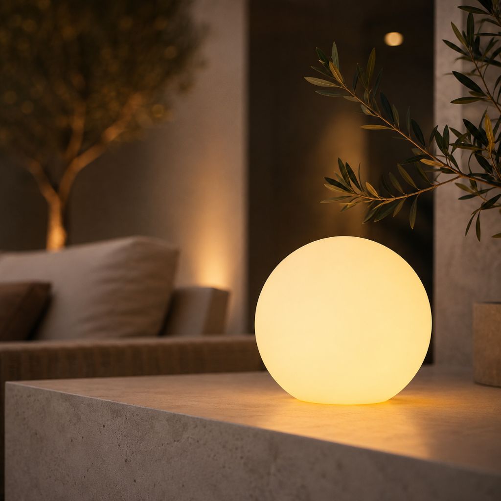 Lámpara LED esférica recargable con control remoto: 16 modos de color, resistente a la intemperie para iluminación ambiental en interiores y exteriores