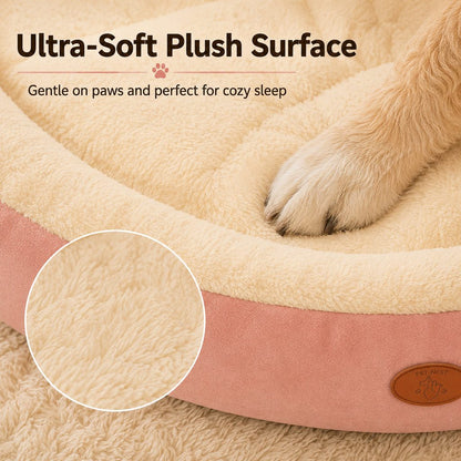 Ortekor Cozy Oval Bolster Pet Bed for Cats & Dogs, Fleece or All-Season Indoor Bed for Cold Floors