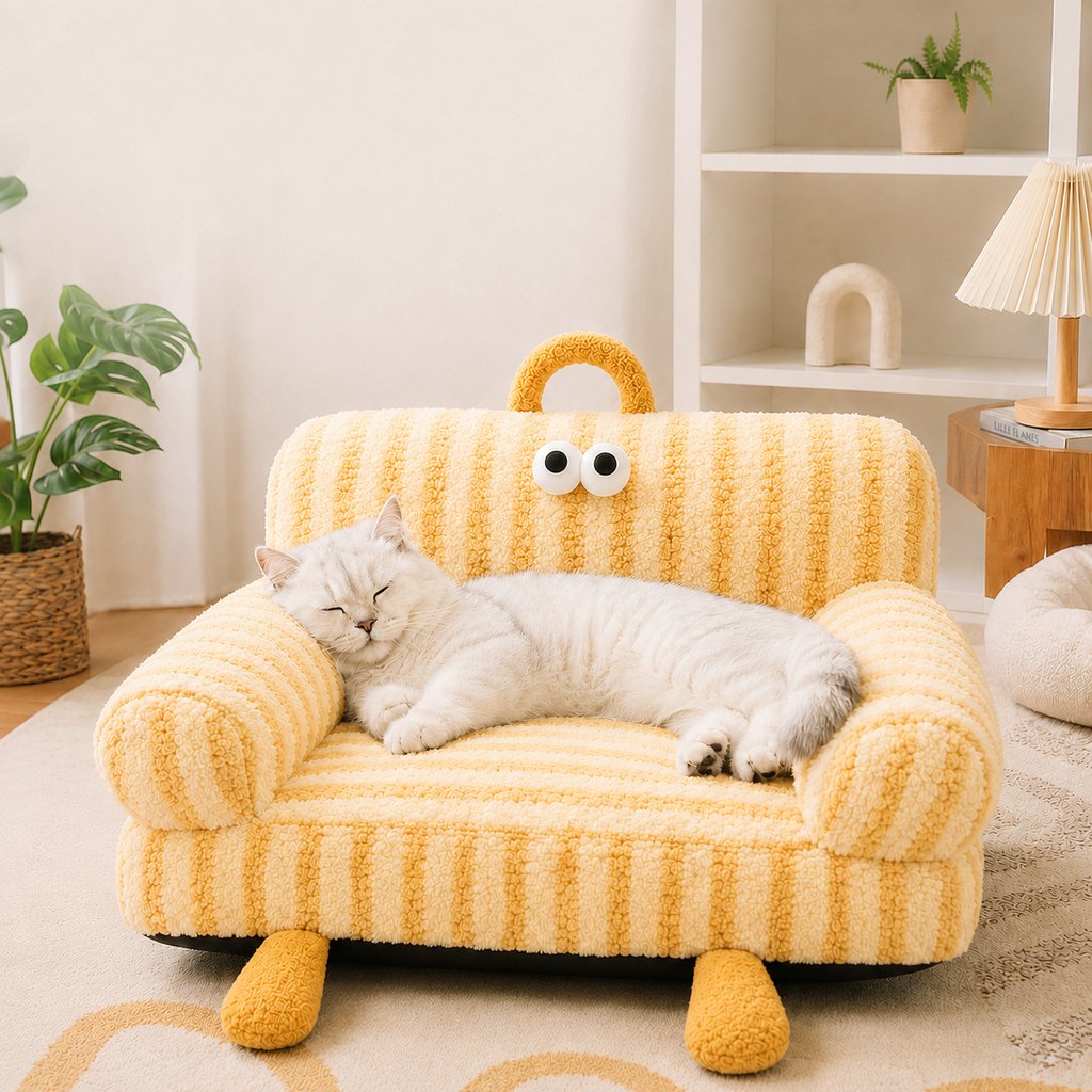 Ortekor Cozy Pet Sofa Bed for Cats & Small Dogs - Warm Indoor Lounger with Winter & All-Season Options