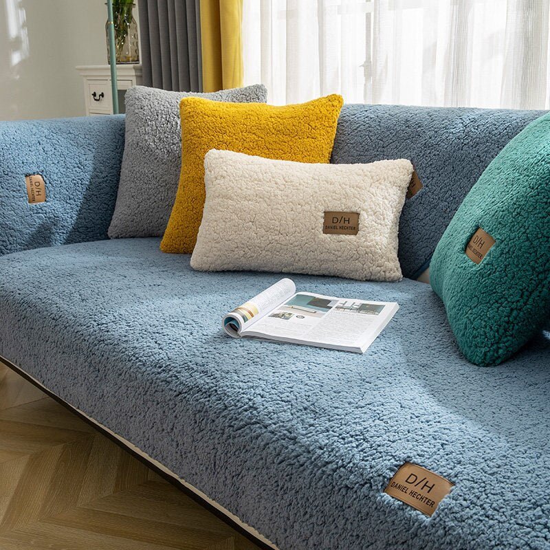 Furniture Throw Covers for Couches and Chairs Plush Fiber 71 x 31 Inches Anti-Slip Washable Protector for Living Room Home Pet-Friendly Deco