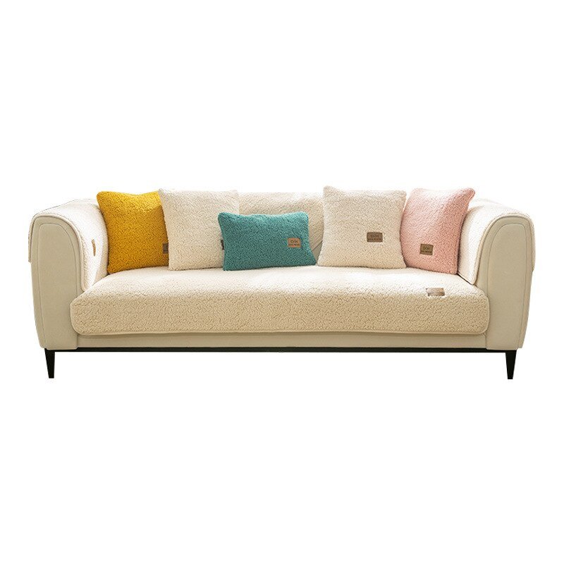 Plush Sofa Cover with Anti-Slip Backing – Machine Washable Furniture Protector for Couches – Includes 2 Cushion Covers