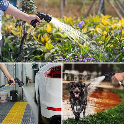 Flexible Garden Hose with 8-Pattern Spray Nozzle – Lightweight, Kink-Resistant & Self-Draining for Lawn Watering, Car Washing & Outdoor
