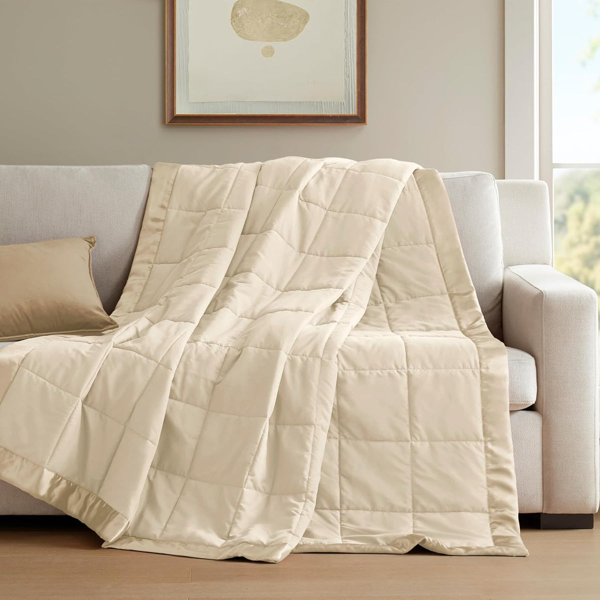 Colección Windom | Manta de plumón alternativo con tratamiento que absorbe la humedad | Cubrecama ligero y suave para todas las estaciones, ribete de satén