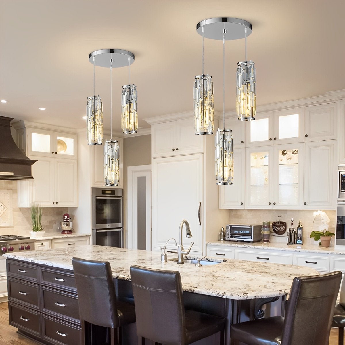 Glass Drop Ceiling Light Fixture E27 Adjustable Height Kitchen & Dining Room Task Lighting Industrial Modern Retro Style Iron Frame Warm Whi