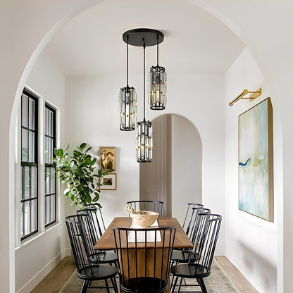 Glass Drop Ceiling Light Fixture E27 Adjustable Height Kitchen & Dining Room Task Lighting Industrial Modern Retro Style Iron Frame Warm Whi