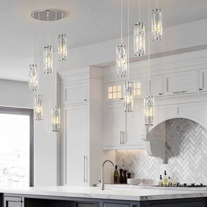 Glass Drop Ceiling Light Fixture E27 Adjustable Height Kitchen & Dining Room Task Lighting Industrial Modern Retro Style Iron Frame Warm Whi