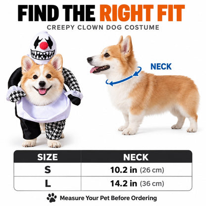 Disfraz de perro de payaso espeluznante Ortekor con brazos falsos: atuendo de Halloween para pedir dulces con un estilo 3D único al caminar