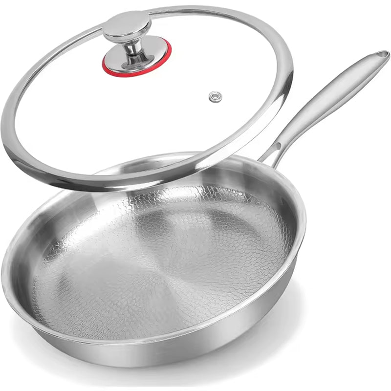 Titanium Skillet with Textured Surface for Gas Electric Induction Stovetops Oven Safe Metal Utensil Friendly Chemical Free Cookware