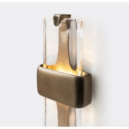 Aplique de cristal vertical, acabado en cobre, 20 pulgadas, luz cálida, para dormitorio, pasillo y sala de estar, lámpara de pared moderna de montaje arriba/abajo