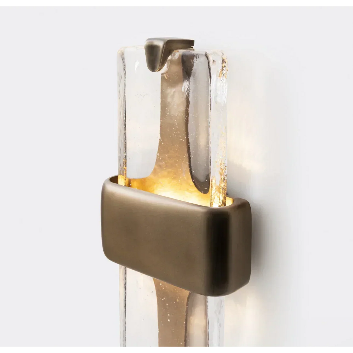 Vertical Bronze Sconce with Frosted Glass Panels for Bedroom Hallway Entryway Up-Down Light 20 Inch Tall Copper Fixture