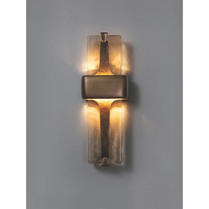 Aplique de cristal vertical, acabado en cobre, 20 pulgadas, luz cálida, para dormitorio, pasillo y sala de estar, lámpara de pared moderna de montaje arriba/abajo