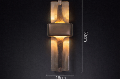 Aplique de cristal vertical, acabado en cobre, 20 pulgadas, luz cálida, para dormitorio, pasillo y sala de estar, lámpara de pared moderna de montaje arriba/abajo