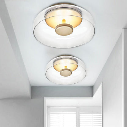 Glass Flush Mount LED Ceiling Light Fixture – Warm White Overhead Lighting for Entryway, Bedroom & Living Room – Modern Metal Frame