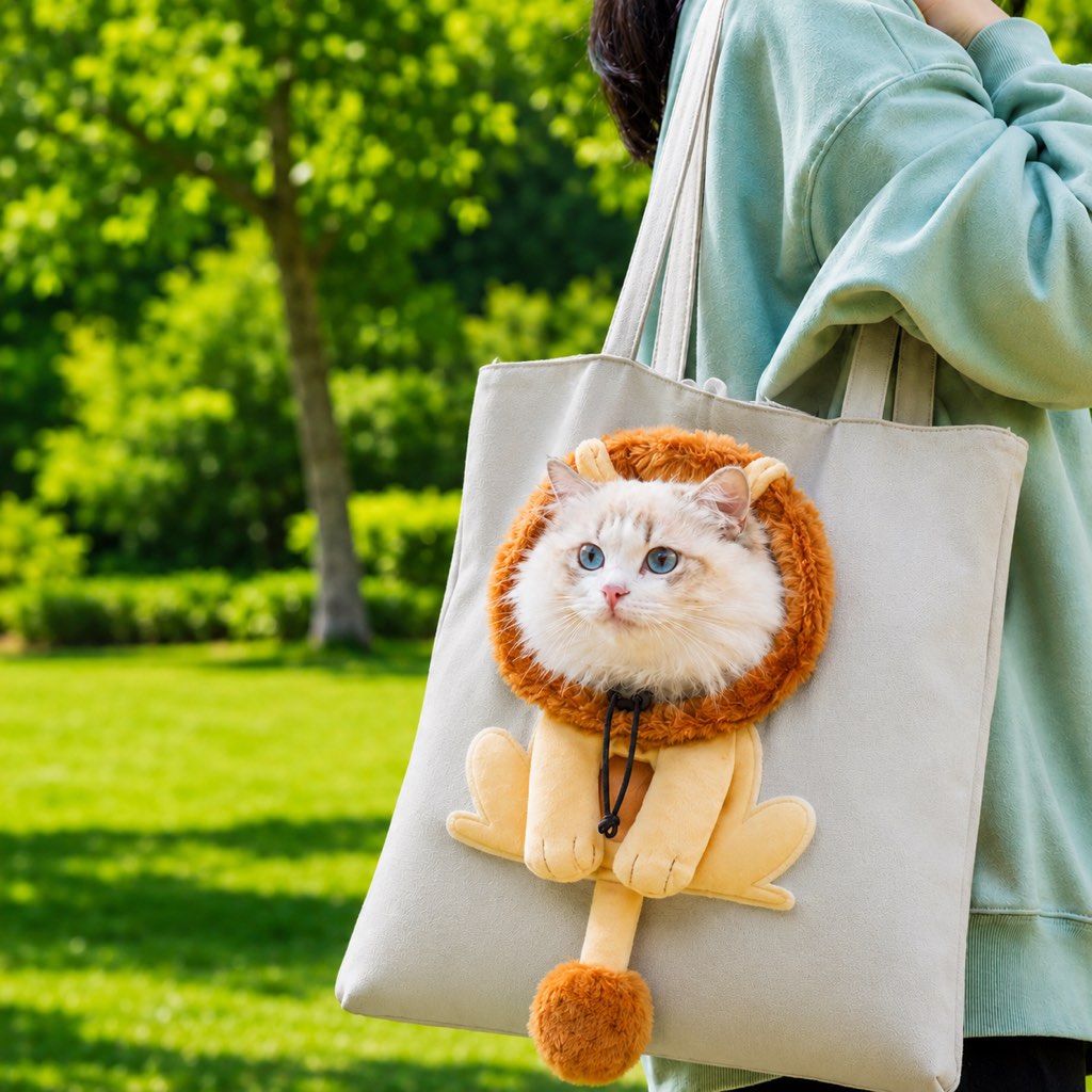 Ortekor Head-Out Cat Carrier Tote for Walks & Vet Visits - Lightweight Canvas Pet Bag for Cats & Small Dogs